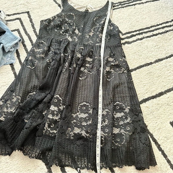 Free People Black Rocco Lace Overlay Mini Dress Womens size 6 - Picture 7 of 12